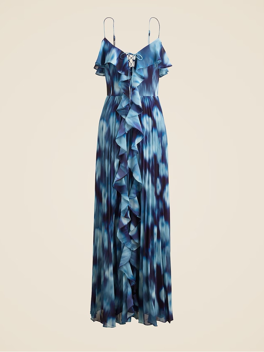 J. Crew Collection chiffon ruffle dress in blurry floral print